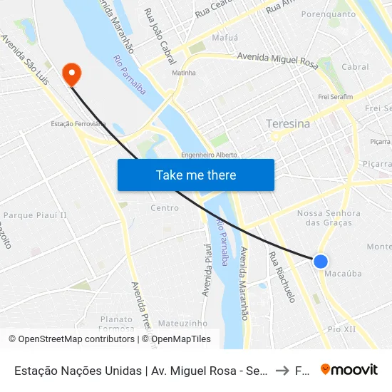 Estação Nações Unidas | Av. Miguel Rosa - Sentido Bairro to Farp map