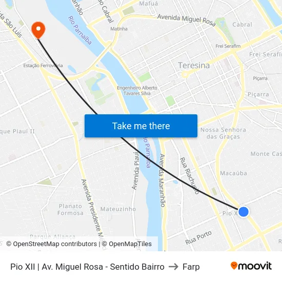 Pio XII | Av. Miguel Rosa - Sentido Bairro to Farp map
