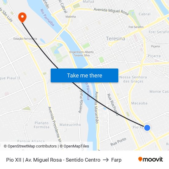 Pio XII  | Av. Miguel Rosa - Sentido Centro to Farp map