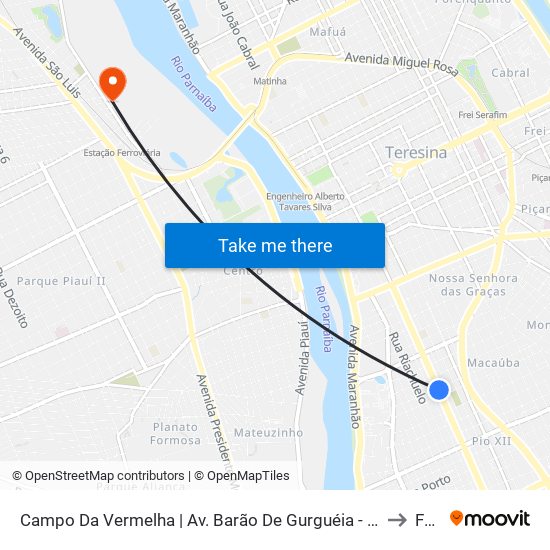 Campo Da Vermelha | Av. Barão De Gurguéia - Sentido Centro to Farp map