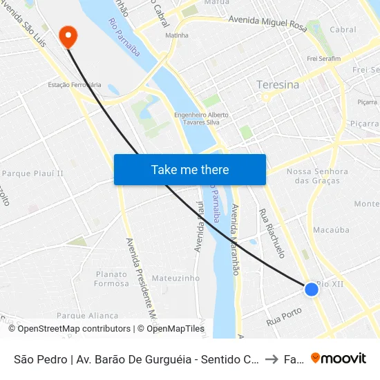 São Pedro | Av. Barão De Gurguéia - Sentido Centro to Farp map