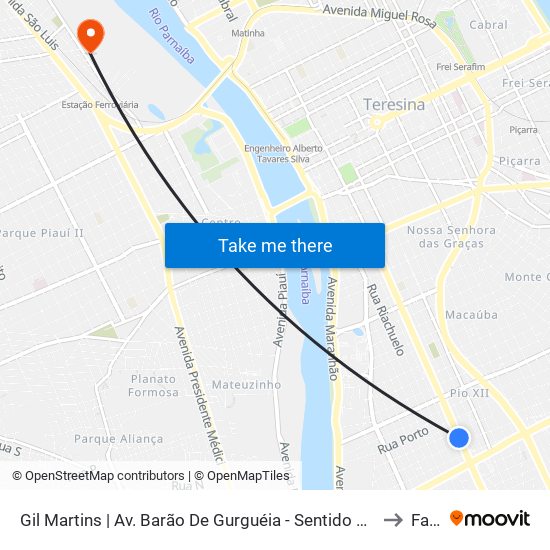 Gil Martins | Av. Barão De Gurguéia - Sentido Centro to Farp map