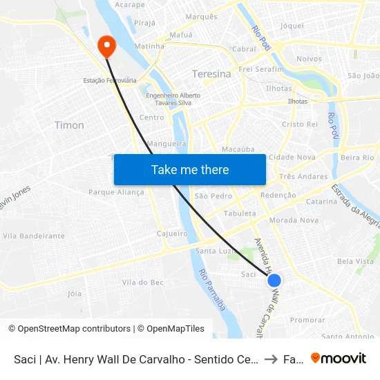 Saci | Av. Henry Wall De Carvalho - Sentido Centro to Farp map