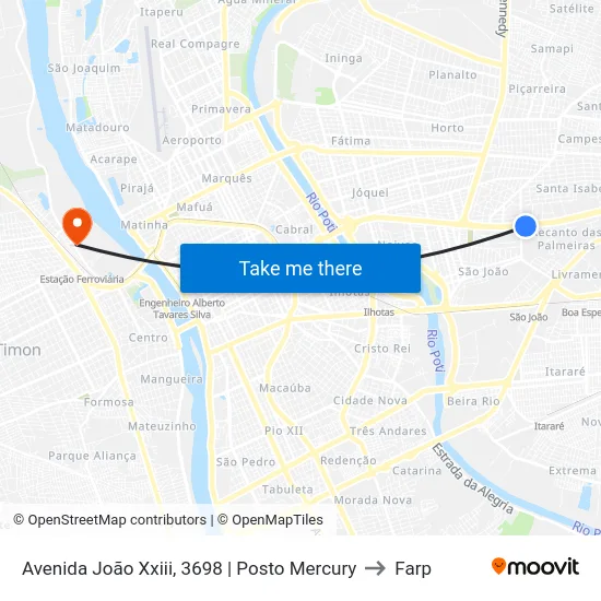 Avenida João Xxiii, 3698  | Posto Mercury to Farp map