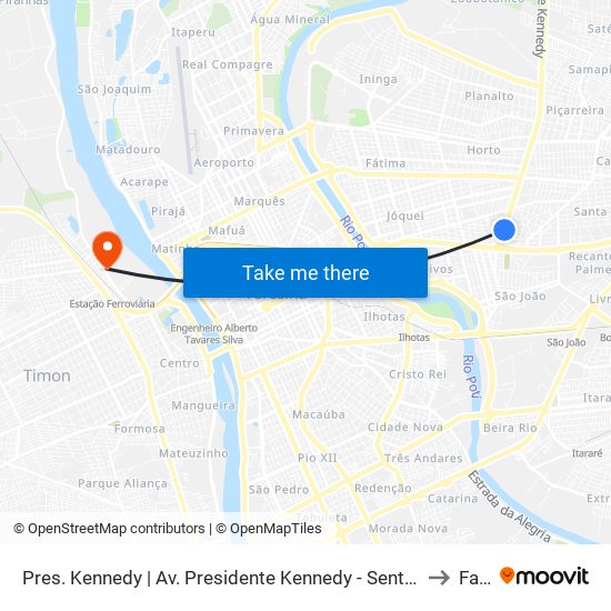 Pres. Kennedy | Av. Presidente Kennedy - Sentido Bairro to Farp map
