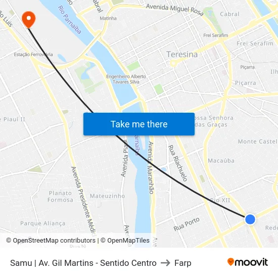 Samu | Av. Gil Martins - Sentido Centro to Farp map