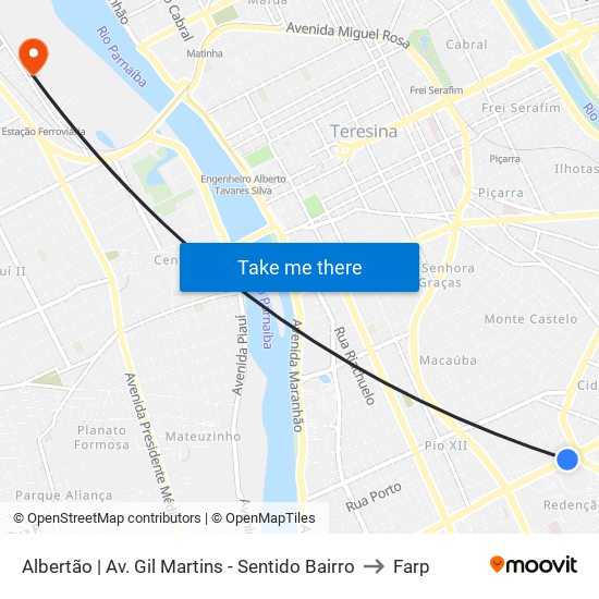 Albertão | Av. Gil Martins - Sentido Bairro to Farp map