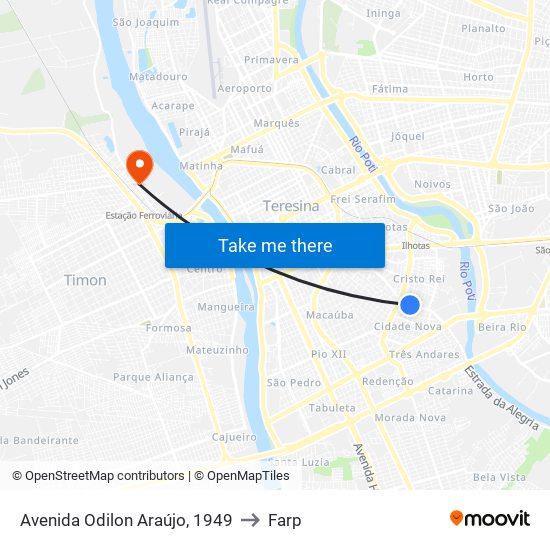 Avenida Odilon Araújo, 1949 to Farp map