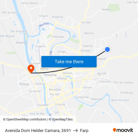 Avenida Dom Helder Camara, 3691 to Farp map