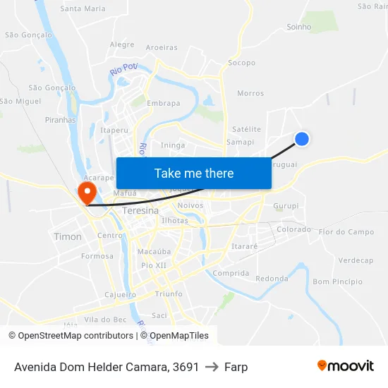 Avenida Dom Helder Camara, 3691 to Farp map