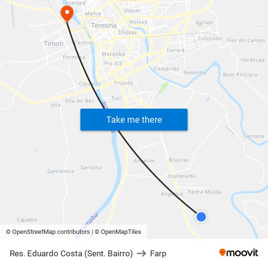 Res. Eduardo Costa (Sent. Bairro) to Farp map