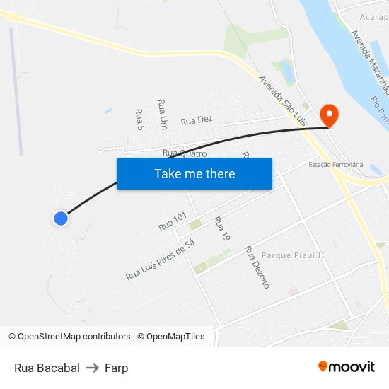 Rua Bacabal to Farp map