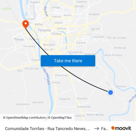 Comunidade Torrões - Rua Tancredo Neves, 551 to Farp map