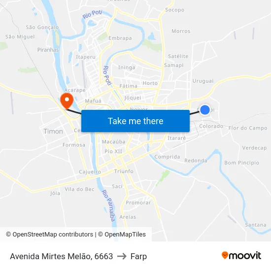 Avenida Mirtes Melão, 6663 to Farp map