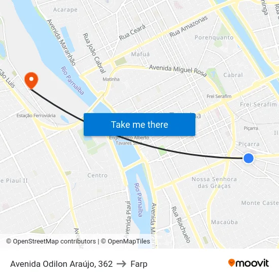 Avenida Odilon Araújo, 362 to Farp map