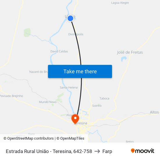 Estrada Rural União - Teresina, 642-758 to Farp map