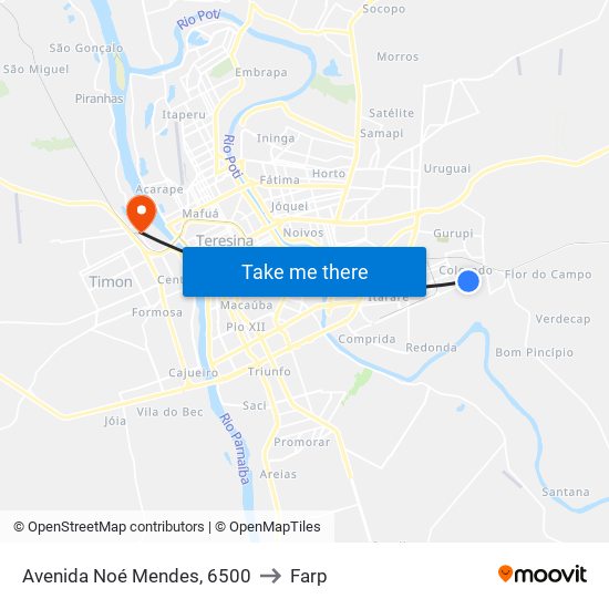 Avenida Noé Mendes, 6500 to Farp map