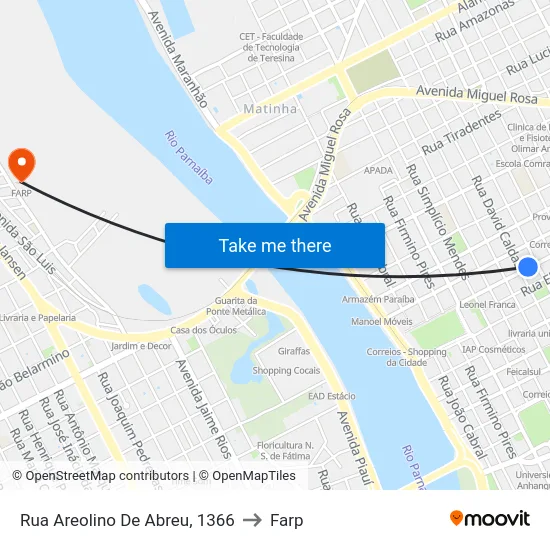 Rua Areolino De Abreu, 1366 to Farp map