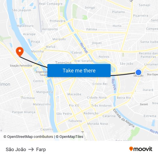 São João to Farp map