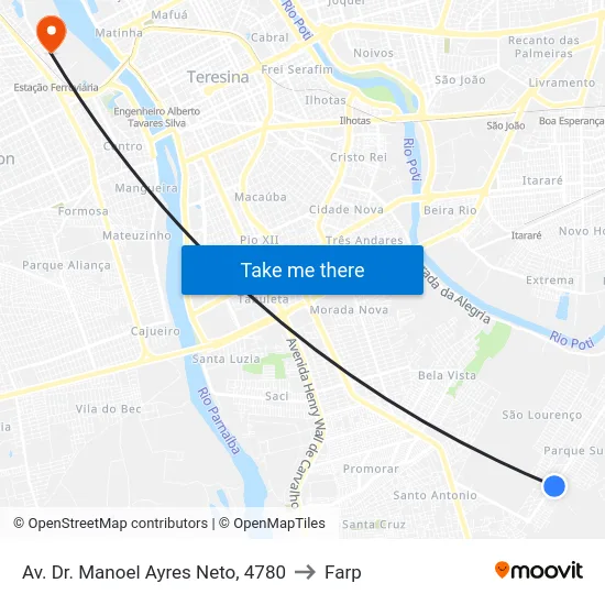 Av. Dr. Manoel Ayres Neto, 4780 to Farp map