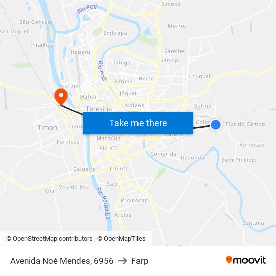 Avenida Noé Mendes, 6956 to Farp map