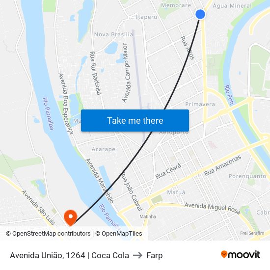 Avenida União, 1264 | Coca Cola to Farp map