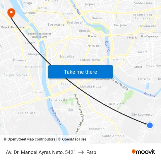 Av. Dr. Manoel Ayres Neto, 5421 to Farp map
