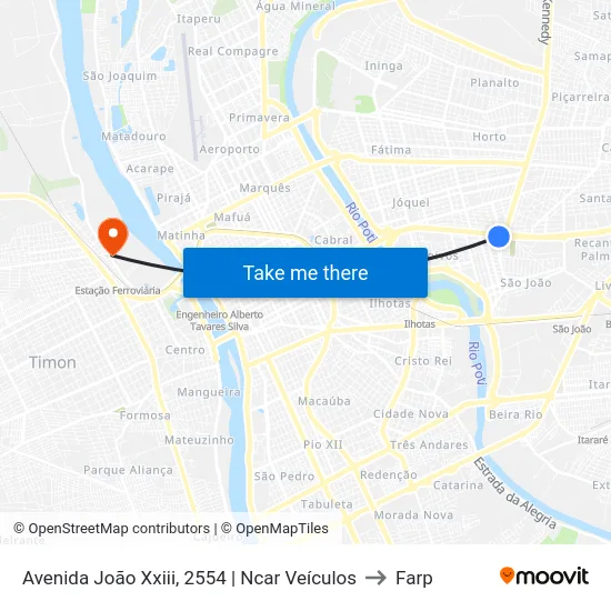 Avenida João Xxiii, 2554 | Ncar Veículos to Farp map