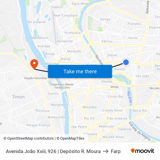 Avenida João Xxiii, 926  | Depósito R. Moura to Farp map