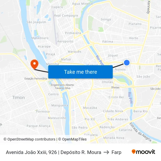 Avenida João Xxiii, 926  | Depósito R. Moura to Farp map