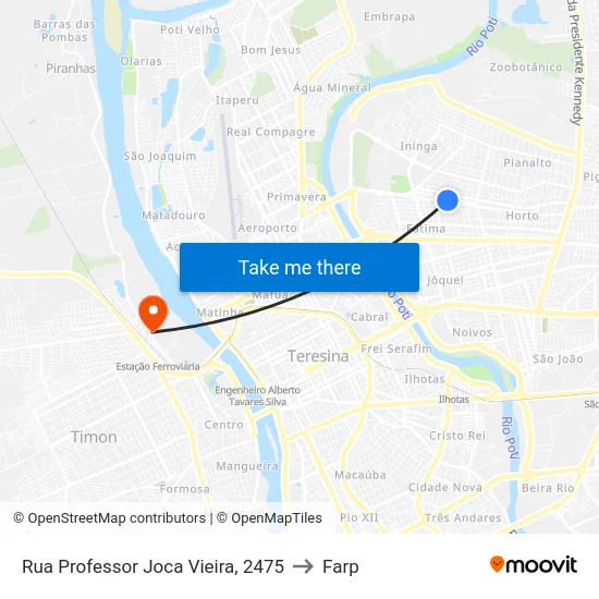 Rua Professor Joca Vieira, 2475 to Farp map