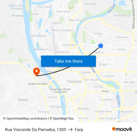 Rua Visconde Da Parnaíba, 1385 to Farp map