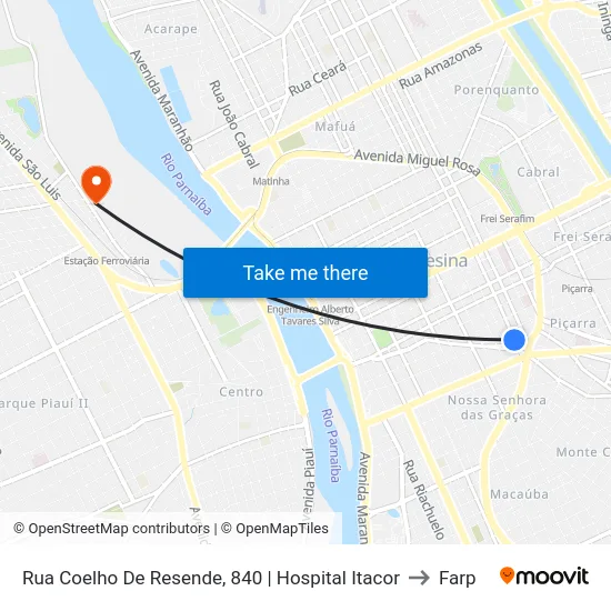 Rua Coelho De Resende, 840 | Hospital Itacor to Farp map