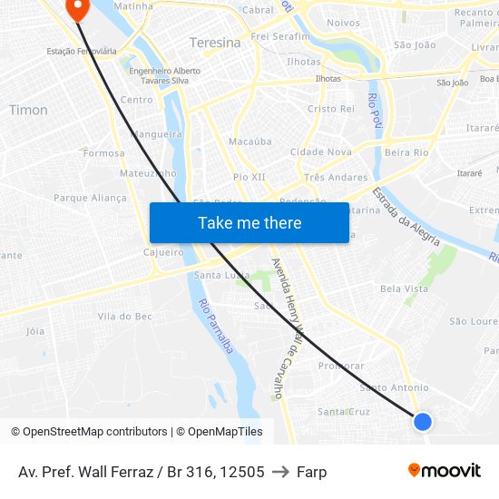 Av. Pref. Wall Ferraz / Br 316, 12505 to Farp map