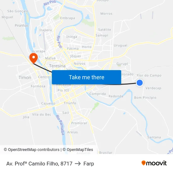 Av. Profº Camilo Filho, 8717 to Farp map