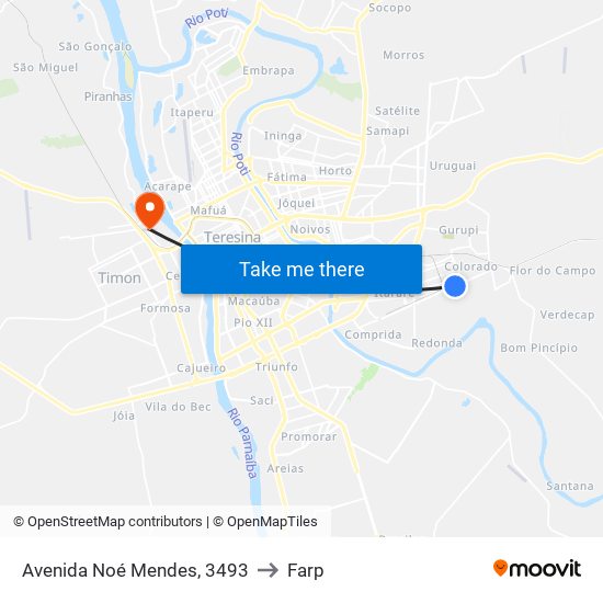 Avenida Noé Mendes, 3493 to Farp map