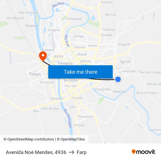 Avenida Noé Mendes, 4936 to Farp map