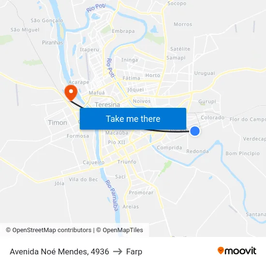 Avenida Noé Mendes, 4936 to Farp map