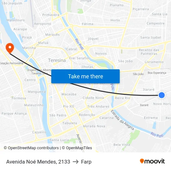 Avenida Noé Mendes, 2133 to Farp map