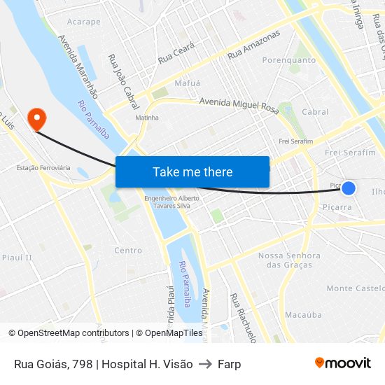 Rua Goiás, 798 | Hospital H. Visão to Farp map