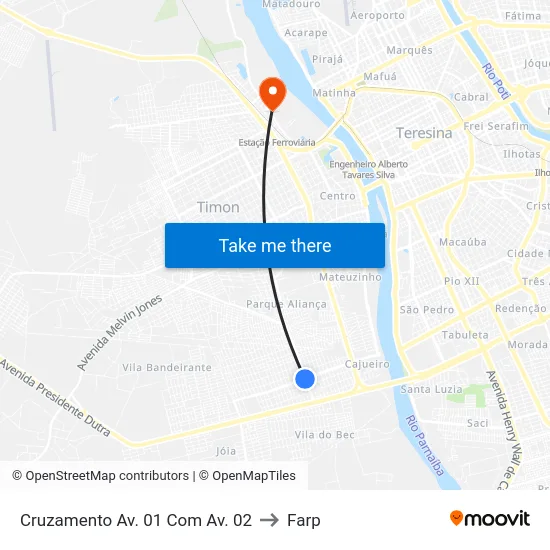 Cruzamento Av. 01 Com Av. 02 to Farp map