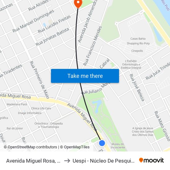 Avenida Miguel Rosa, 2852 |Próximo À Estação/25º Bc to Uespi - Núcleo De Pesquisa Em Biotecnologia E Biodiversidade map