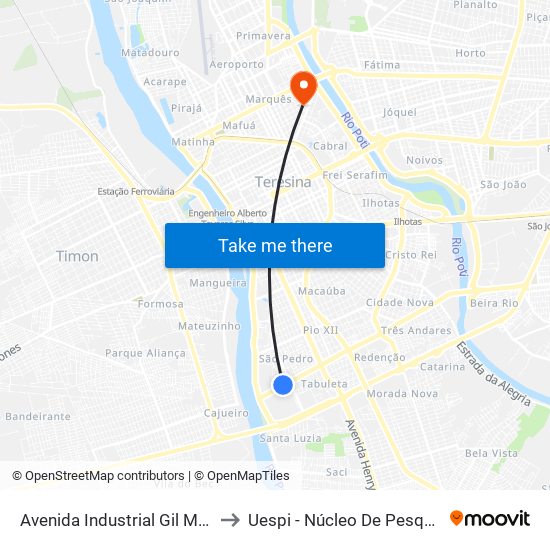 Avenida Industrial Gil Martins, 293 | Oposto Ao Grupo Claudino to Uespi - Núcleo De Pesquisa Em Biotecnologia E Biodiversidade map