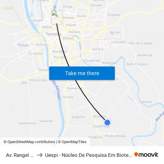 Av. Rangel Parente, 3 to Uespi - Núcleo De Pesquisa Em Biotecnologia E Biodiversidade map