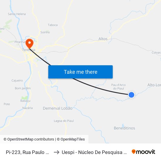 Pi-223, Rua Paulo Regis Ramos Magalhães to Uespi - Núcleo De Pesquisa Em Biotecnologia E Biodiversidade map