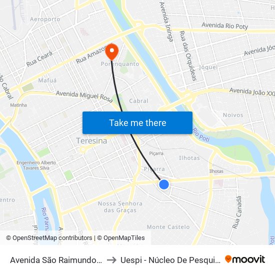 Avenida São Raimundo, 542 | Próx. Ao Mercado Da Piçarra to Uespi - Núcleo De Pesquisa Em Biotecnologia E Biodiversidade map