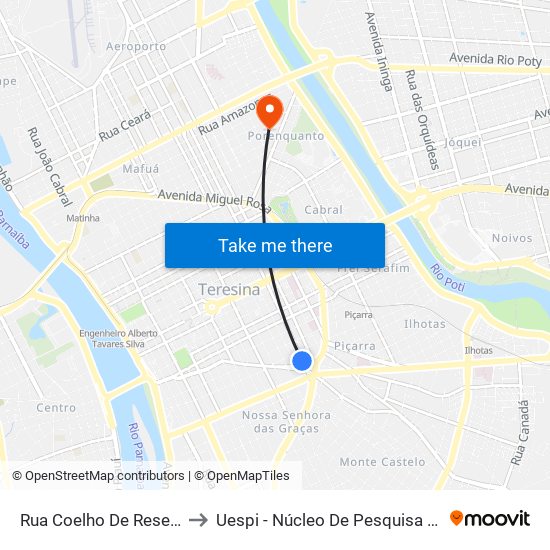 Rua Coelho De Resende, 840 | Hospital Itacor to Uespi - Núcleo De Pesquisa Em Biotecnologia E Biodiversidade map