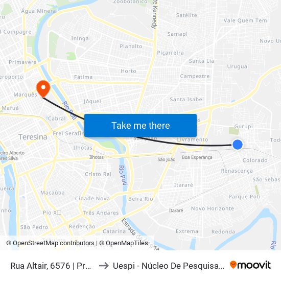 Rua Altair, 6576 | Próx. Ao Ceep Ruy Beger Filho to Uespi - Núcleo De Pesquisa Em Biotecnologia E Biodiversidade map