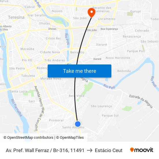 Av. Pref. Wall Ferraz / Br-316, 11491 to Estácio Ceut map