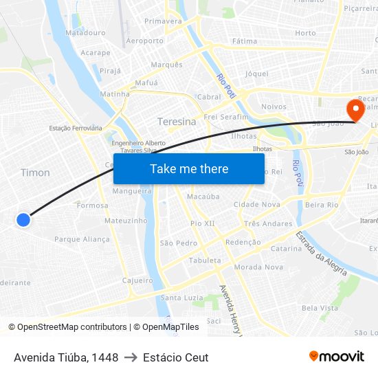 Avenida Tiúba, 1448 to Estácio Ceut map